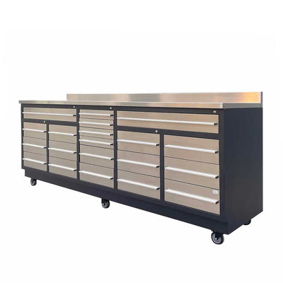 2.8m Workbench with Stainless Steel Benchtop and 20 Stainless Steel Drawers, TMG-WB921S TMG Industrial
