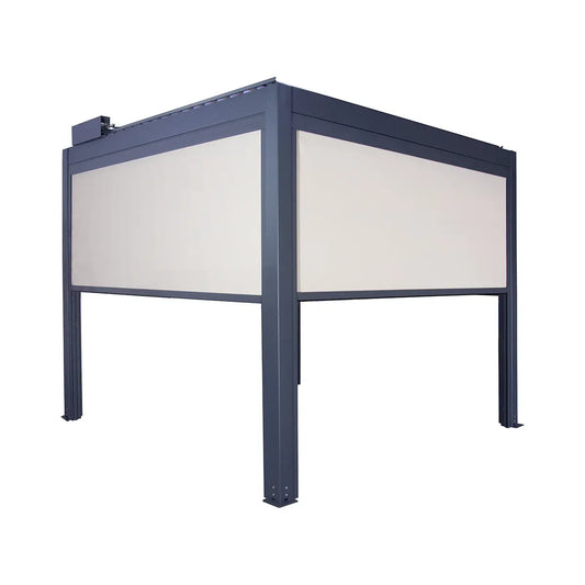 10′ × 10′ (3 × 3 m) Aluminum Louver Roof Slatted Pergola with Motorized Retractable Side Screens, TMG-LPG11-PRO TMG Industrial