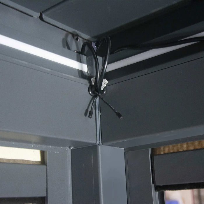 10′ × 10′ (3 × 3 m) Aluminum Louver Roof Slatted Pergola with Motorized Retractable Side Screens, TMG-LPG11-PRO TMG Industrial