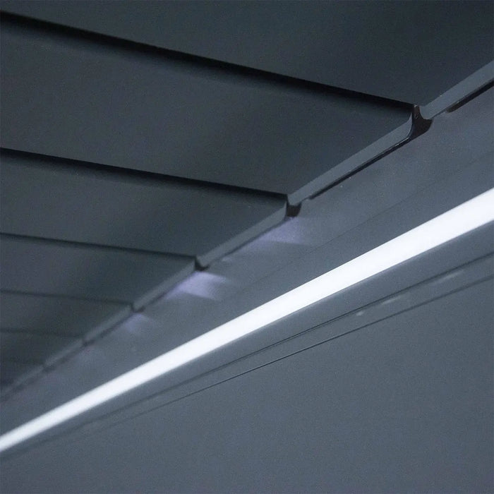 10′ × 10′ (3 × 3 m) Aluminum Louver Roof Slatted Pergola with Motorized Retractable Side Screens, TMG-LPG11-PRO TMG Industrial