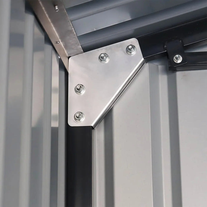 13' x 20' metal garage shed with 10' double front doors, side entry door, 8'6" peak height, reinforced steel frame, and charcoal grey finish – TMG-MS1320B.