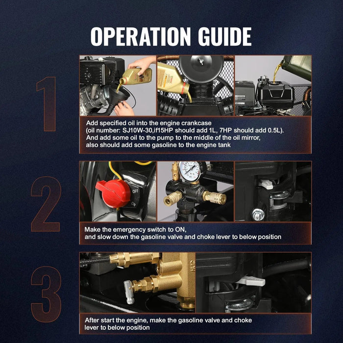 15HP Gas Air Compressor, 30 Gallon Tank, Heavy-Duty Performance, Portable Design, DOBA-AC30G