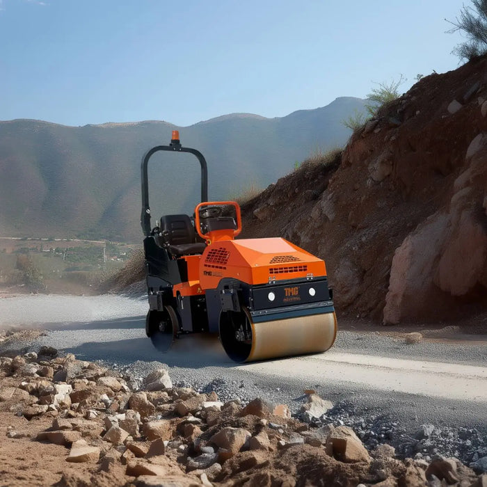 1.5-Ton Ride-On Double Drum Vibratory Roller, 20.7HP Honda GX630 Engine, 22'' Drum, 4950 lb Compaction Force TMG-MVR50 - TMG Industrial