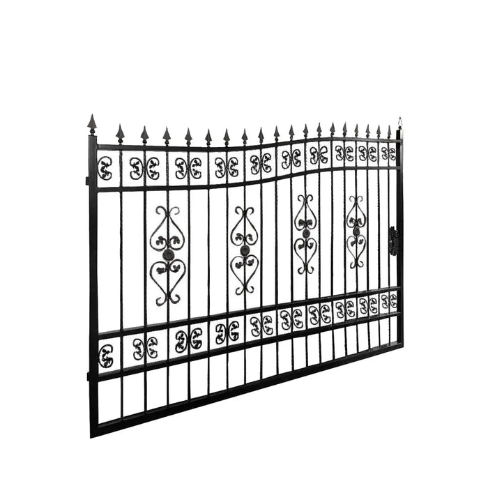 TMG Industrial 20-ft Bi-Parting Deluxe Wrought Iron Ornamental Gate, 100% Solid Forged Steel, Powder Coated, TMG-MG20