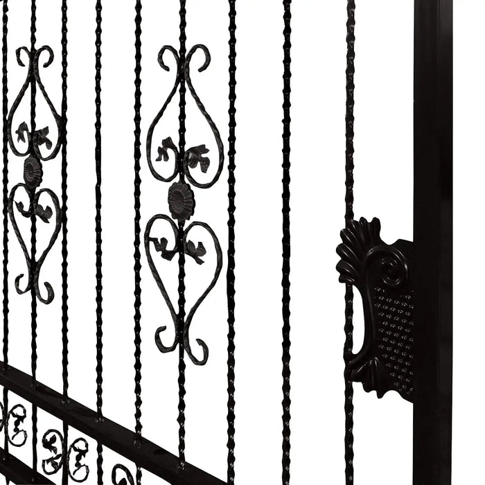 TMG Industrial 20-ft Bi-Parting Deluxe Wrought Iron Ornamental Gate, 100% Solid Forged Steel, Powder Coated, TMG-MG20