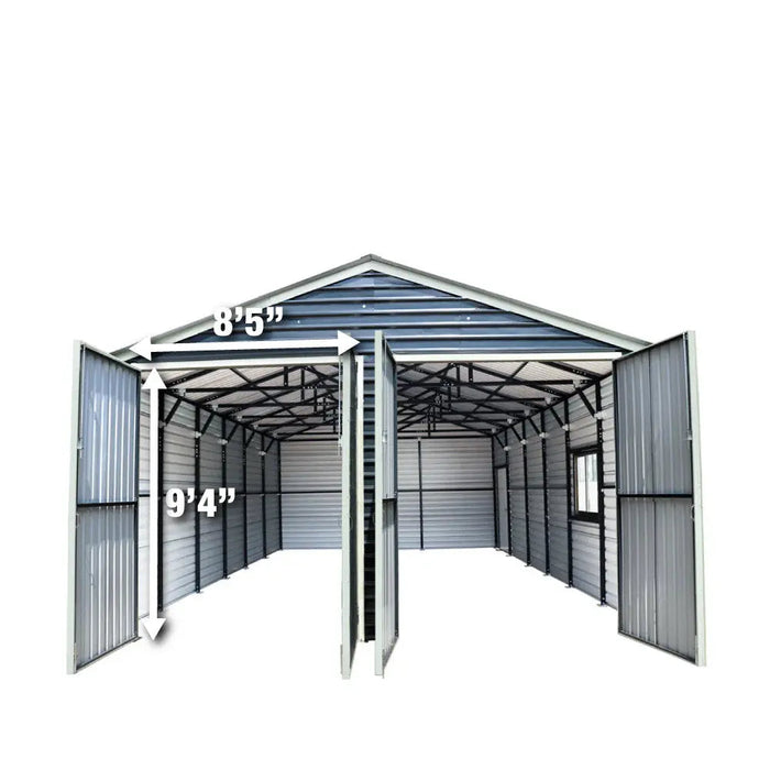 20’ x 30’ Metal Garage Shed, 9' High Double Front Doors, 13’ Peak, 600 Sq-Ft TMG-MS2030
