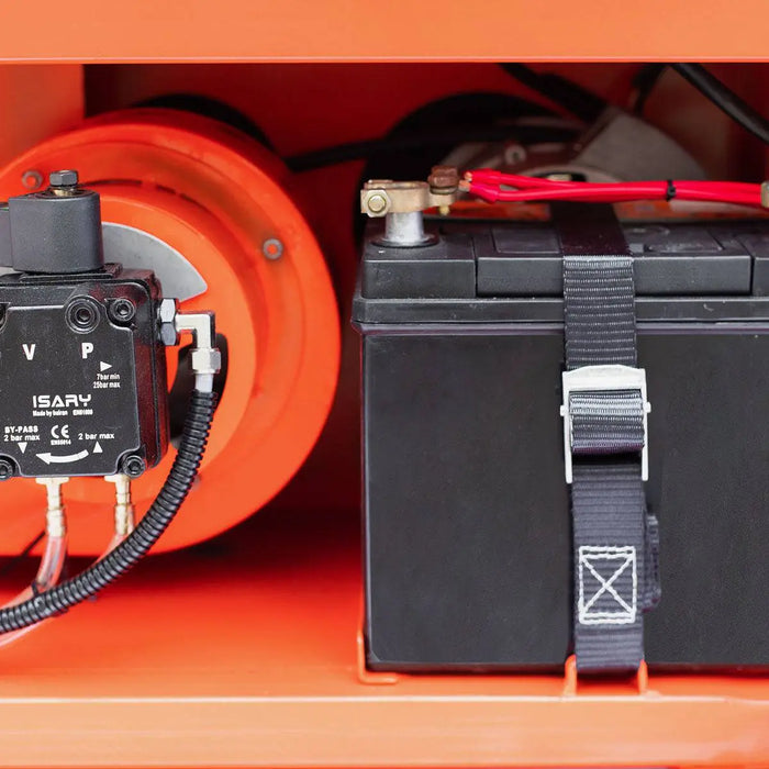 TMG-HW42T 4000 PSI skid mounted hot water pressure washer with 245 gallon tank and 14 HP Kohler engine
