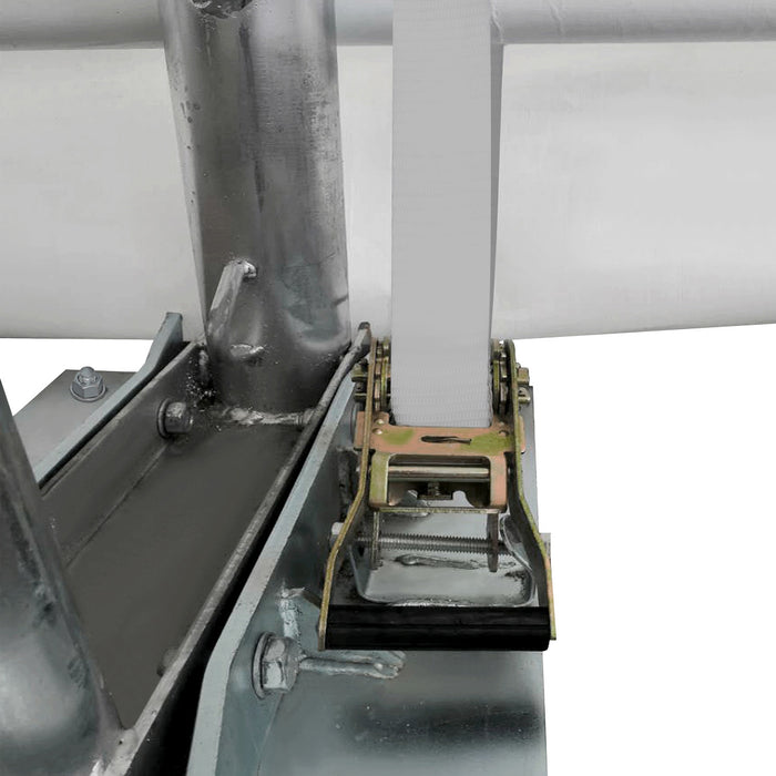 TMG-DT4042 40' x 40' dual truss storage shelter with heavy duty 21 oz PVC cover and drive-through doors
