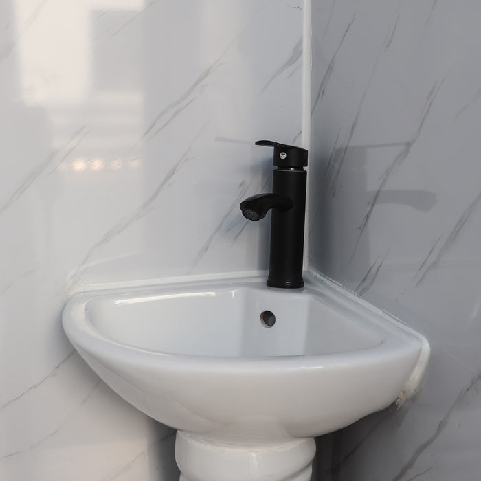 TMG FTS04 4ft portable washroom with ceramic toilet, triangular sink, solar powered exhaust fan, steel frame, EPS wall panels, and PVC wood grain floor