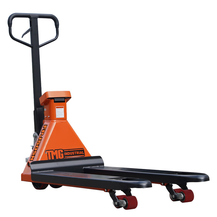 TMG-FPJ50SN 5000 lb narrow pallet jack with scale, 45" forks and 2" LCD display
