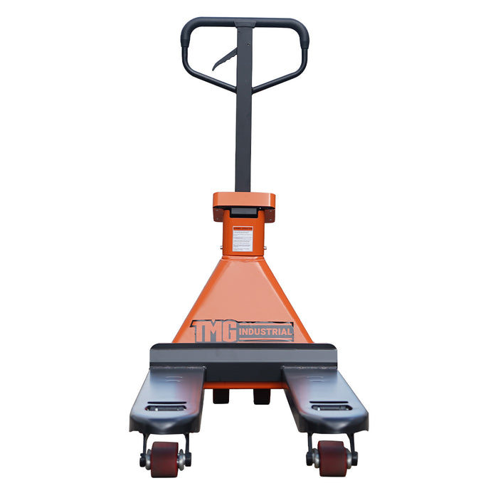 TMG-FPJ50SN 5000 lb narrow pallet jack with scale, 45" forks and 2" LCD display
