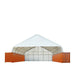 TMG-DT6070CF 60' x 70' dual truss container shelter with heavy duty 28oz PVC cover, enclosed end wall and front drop
