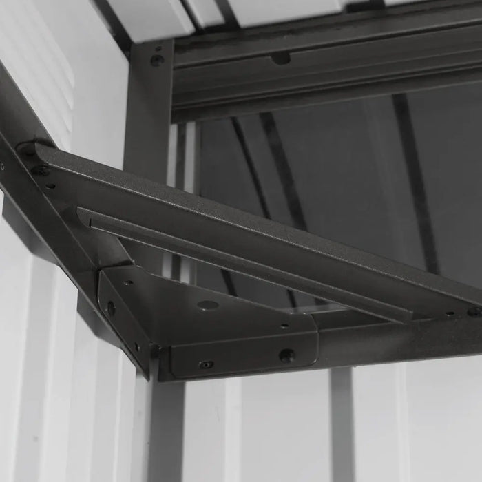 TMG-MS0608P-PRO 6x8 Pro Series galvanized metal shed with 79 inch pent roof, skylight, vents, and 50x68 inch door opening for secure outdoor storage