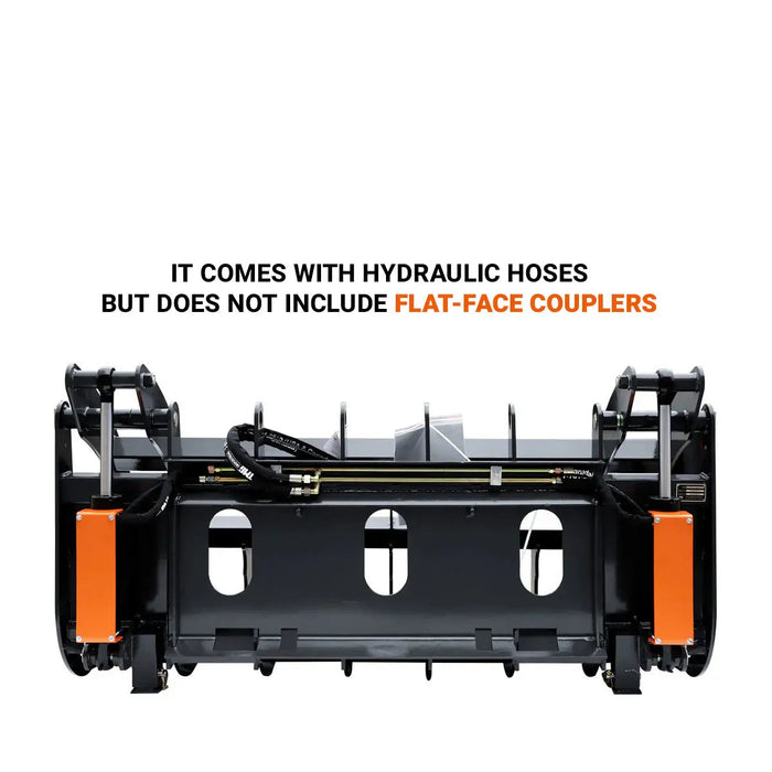 72" Skid Steer Root Rake Grapple Attachment, Universal Mount, 53" Jaw Opening, 9" Tine Spacing, 3000 lb Weight Capacity, TMG-RG72