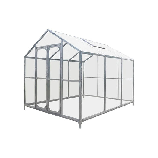8' x 10' Greenhouse with Galvanized Steel Frame, Polycarbonate Twin-Wall Roof and Crystal-Clear Solid Walls TMG-GH811