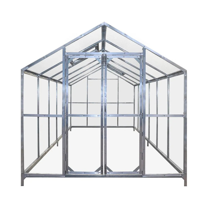 8' x 20' Greenhouse with Galvanized Steel Frame, Polycarbonate Twin-Wall Roof and Crystal-Clear Solid Walls TMG-GH821