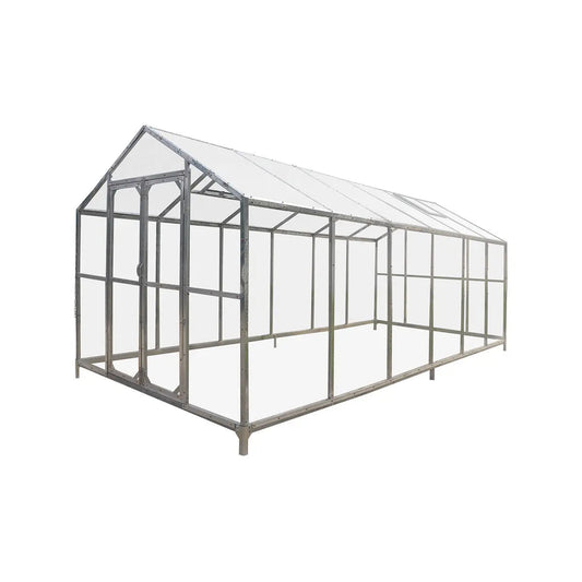 8' x 20' Greenhouse with Galvanized Steel Frame, Polycarbonate Twin-Wall Roof and Crystal-Clear Solid Walls TMG-GH821