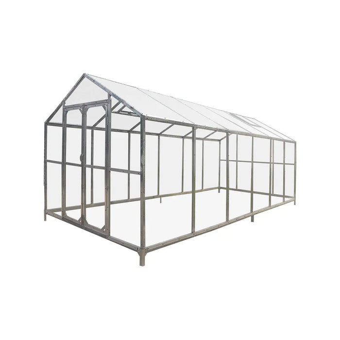 8' x 20' Greenhouse with Galvanized Steel Frame, Polycarbonate Twin-Wall Roof and Crystal-Clear Solid Walls TMG-GH821