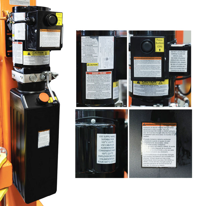 TMG-TO2593 10,000 lb two-post overhead auto lift, ALI certified standard height model
