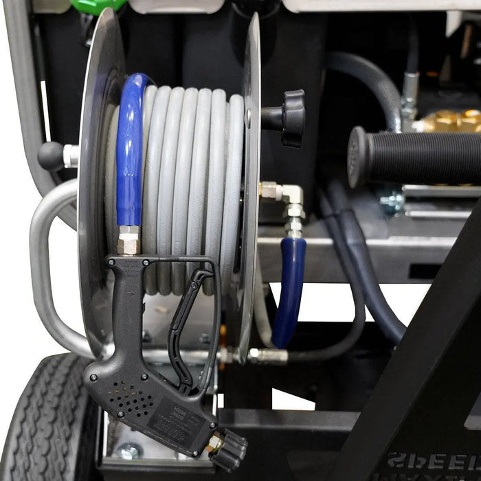 HYDRO TEK Nilfisk 3000 PSI 4.8 GPM Hot Water Pressure Washer, ATV Tow & Stow Cart + Tank Skid Package, Vanguard Engine, MADE IN USA, Mfr Model # (SS30005VS, T185TW, TSKDT)