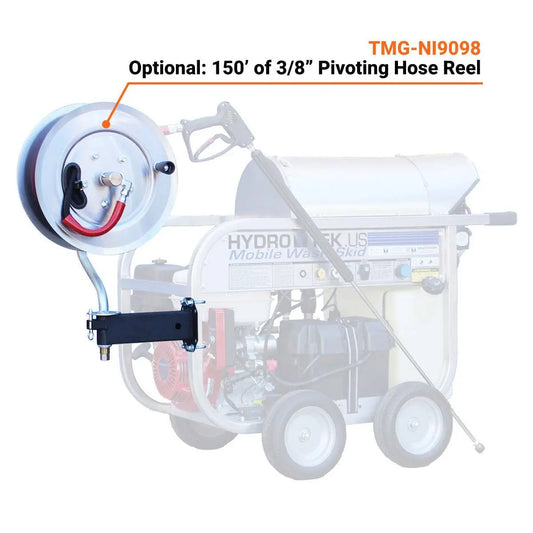 HYDRO TEK Nilfisk Pivoting Hose Reel, 150’ of ⅜” Hose Capacity, Compatible with TMG-NI9081 Built In USA, Mfr Model # AR425