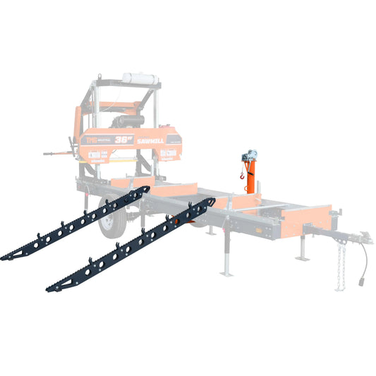 Log Loading/Rolling & Ramp Package for TMG-PSM36, 2-Speed Winch, 88" Ramp Length, 7500 lb Load Capacity, TMG-PSM36-LRAMP - TMG Industrial