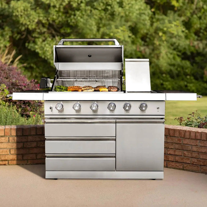 Outdoor Gas Grill, 3 Cooking Grids, Warming Rack, Spacious Cooking Area, 4 Main Burners, CSA Certified, TMG-LKS06