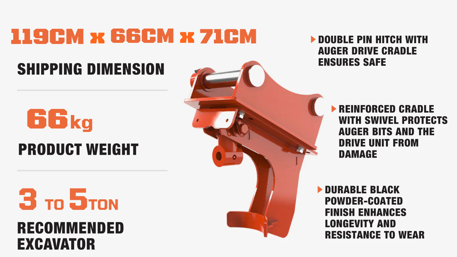 Podwójny sworzeń zaczepu kołyskowego, przyłącze świdra koparki, kompatybilne z napędem świdra PAD30, TMG-PAFE-specifications-image
