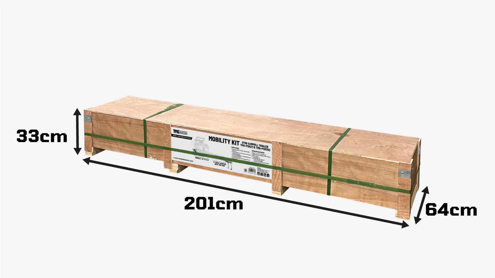 Mobility Combo Kit for Sawmill PSM27 & PSM30, Rubber Torsion Axle, Sawhead Lockdown, Wheel Fenders, Wiring Harness, TMG-PSM27-30-Mjack-shipping-info-image