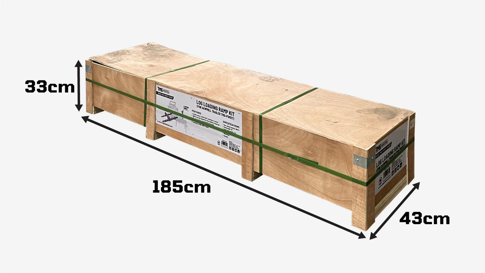 Log Loading Ramp Kit for Sawmill Trailer PSM27, Mast/Boom, 178 cm Ramp Length, 1724-lb Load Capacity, TMG-PSM27-Lramp-shipping-info-image