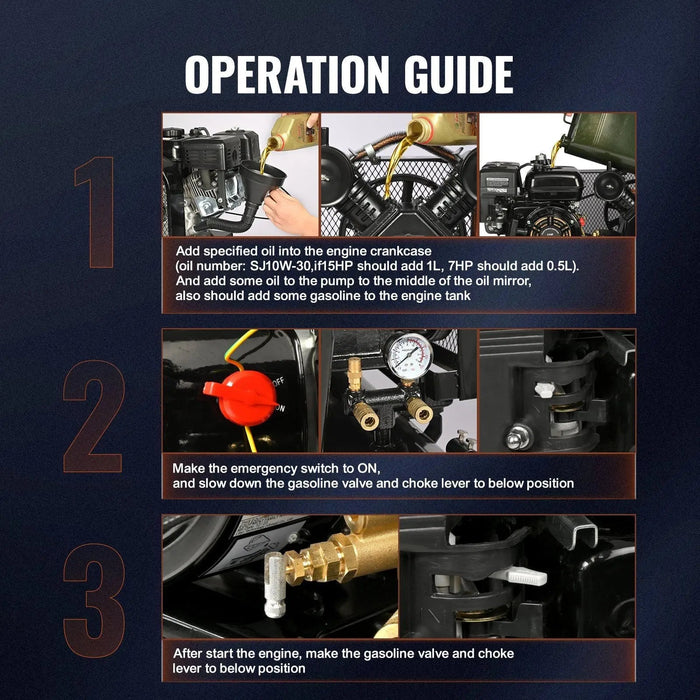 Kompresor powietrza do gazu ze zbiornikiem 21 galonów, 7 KM, przenośna, wytrzymała konstrukcja, DOBA-AC21G