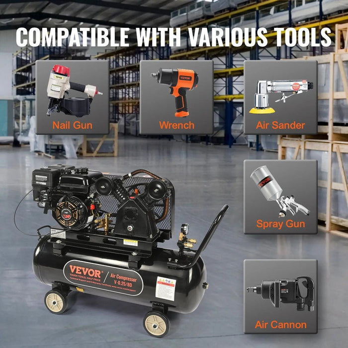 Kompresor powietrza do gazu ze zbiornikiem 21 galonów, 7 KM, przenośna, wytrzymała konstrukcja, DOBA-AC21G