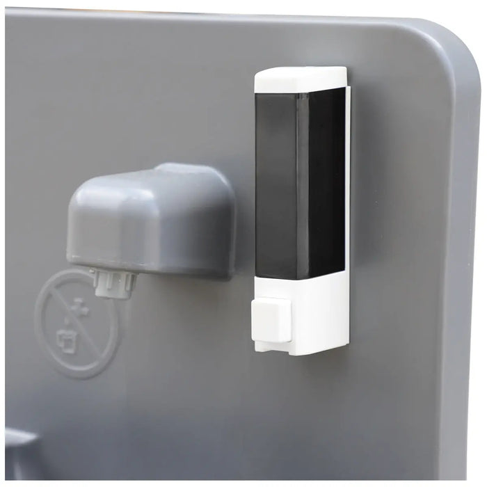 TMG-FMW10 Portable Handwash Station with 18 Gallon fresh water tank, 16 Gallon waste tank, foot pedal faucet, and integrated soap dispenser, ideal for single-person use in outdoor or job site environments.