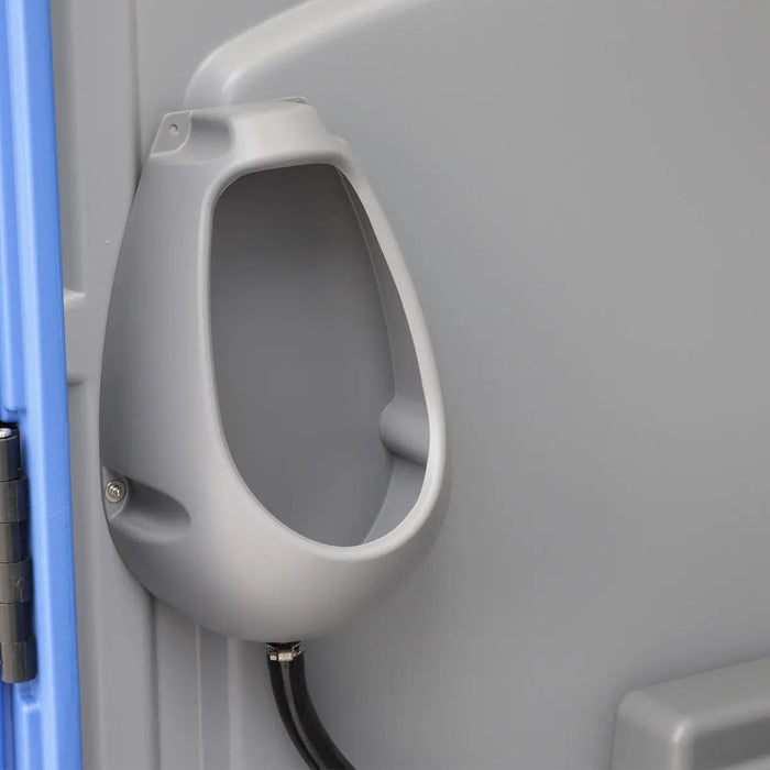 TMG-FMT10F Portable Toilet with urinal, soap dispenser, flush system, 50 Gallon waste tank, and 12 Gallon fresh water tank, ideal for outdoor events and construction sites.