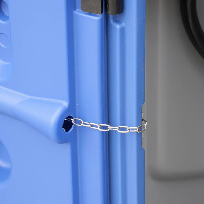 TMG-FMT10F Portable Toilet with urinal, soap dispenser, flush system, 50 Gallon waste tank, and 12 Gallon fresh water tank, ideal for outdoor events and construction sites.