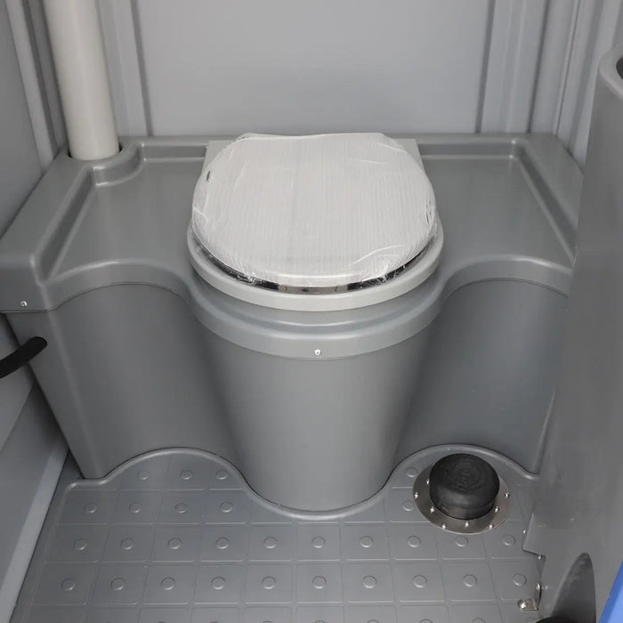 TMG-FMT10F Portable Toilet with urinal, soap dispenser, flush system, 50 Gallon waste tank, and 12 Gallon fresh water tank, ideal for outdoor events and construction sites.