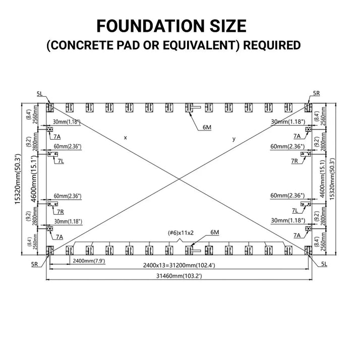 Pro Series 50' x 100' Dual Truss Storage Shelter with Heavy Duty 32 oz PVC Cover & Drive Through Doors, TMG-DT50100-PRO