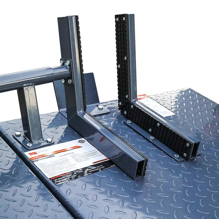 TMG Industrial 1000 lb Portable Motorcycle/ATV Scissor Lift, 44” Work Platform, 10” Side Panel Extensions, Front Vise Kit, TMG-1000PML