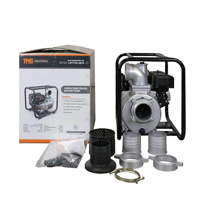 TMG-100TWP 352 GPM 4" Semi-Trash Water Pump with 7.5 HP Gas Engine