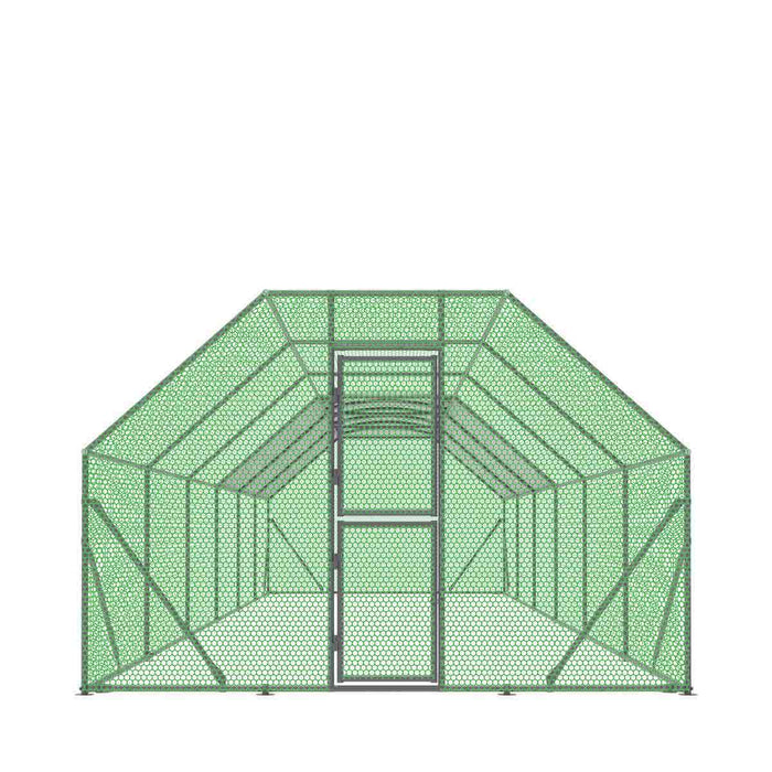 TMG Industrial 10’ x 40’ Wire Mesh Chicken Run Shelter Coop, Galvanized Steel, 400 Sq-Ft, Lockable Gate, PVC Coated Mesh, TMG-CRS1040