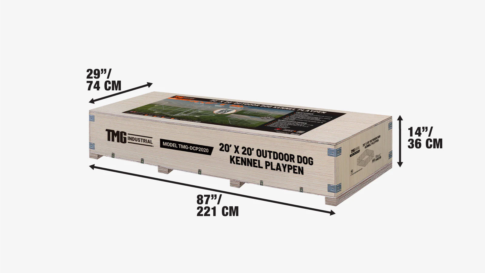 Kojec dla psa 20' x 20', zewnętrzny wybieg dla psa, domek do ćwiczeń dla zwierząt, zamykana brama, ogrodzenie z siatki 6', TMG-DCP2020-shipping-info-image