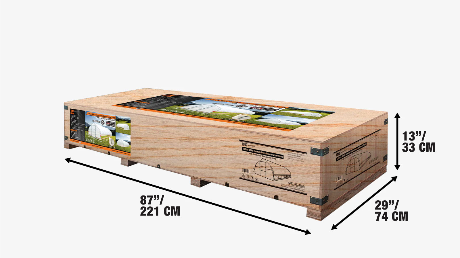 3.7 x 9 m Tunnel Greenhouse Grow Tent with 6 Mil Clear EVA Film, Roll-Up Sides, TMG-GH1230-shipping-info-image