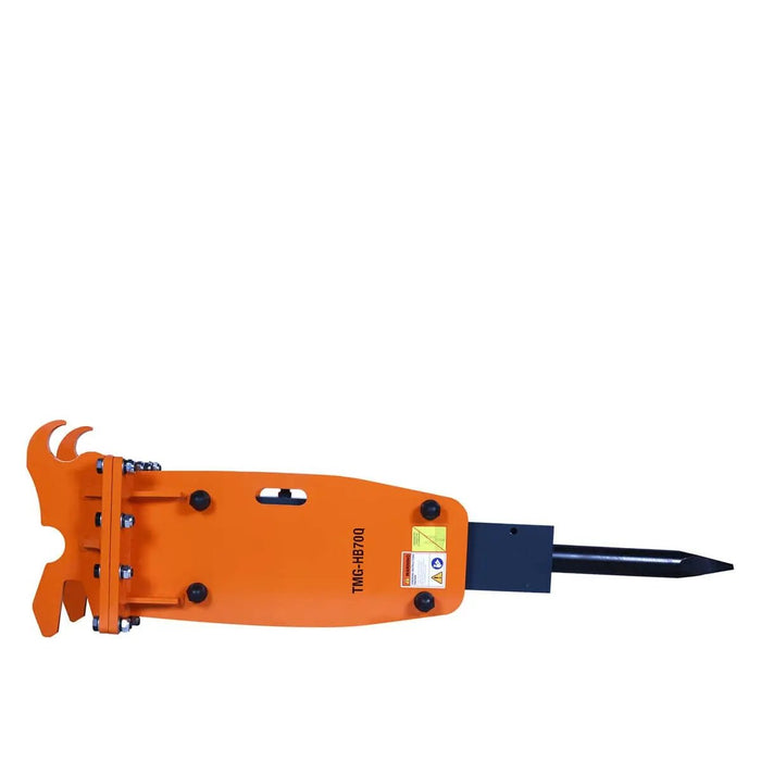 TMG Industrial 4-7 Ton Excavator/Backhoe Hydraulic Breaker, Quick Change (Q/C) Lugging, 2-3/4” Moil Point Chisel, 600 J Impact Energy, TMG-HB70Q