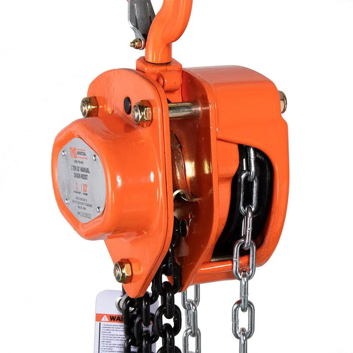 TMG Industrial 1 Ton 10' Lift Chain Hoist, 360° Swivel Hook, ASME B30.16, TMG-AHC1
