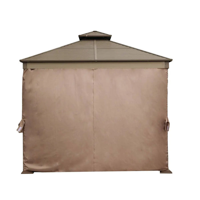 TMG Industrial 10’ x 10’ Hardtop, Double Tier Steel Roof Patio Gazebo, Mosquito Nets & Curtains Included, TMG-LGZ11