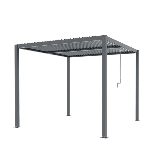 TMG Industrial 10’ x 10’ Louvre Pergola, Water Resistant Flat Roof, Integrated Gutter System, Aluminum Frame, Powdered Coating, TMG-LPG08