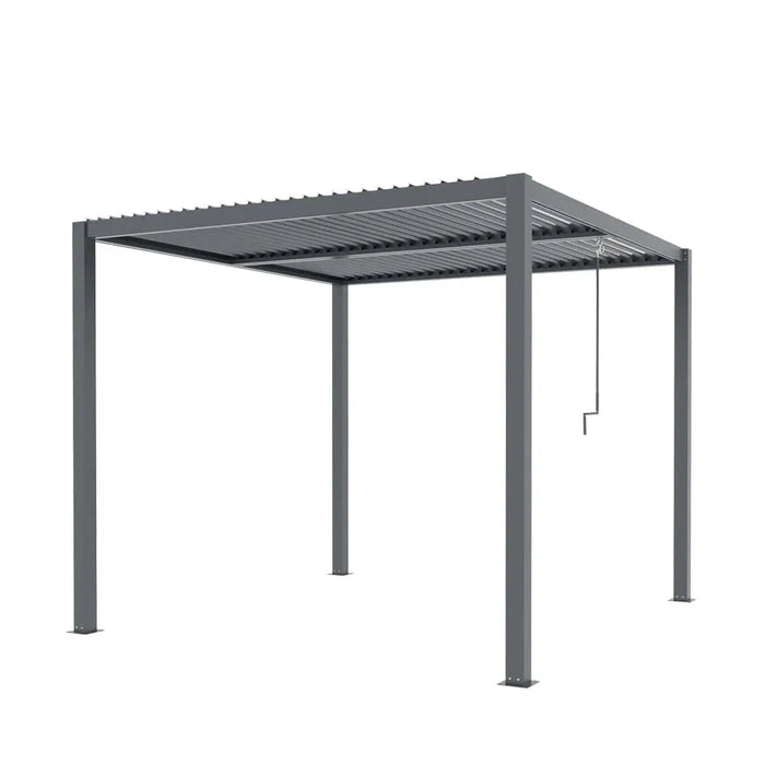 TMG Industrial 10’ x 10’ Louvre Pergola, Water Resistant Flat Roof, Integrated Gutter System, Aluminum Frame, Powdered Coating, TMG-LPG08