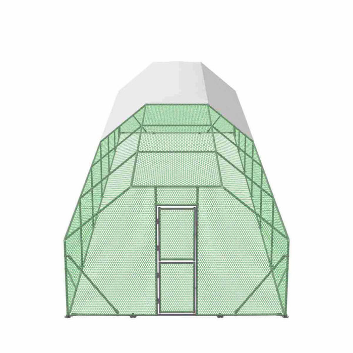 TMG Industrial 10’ x 40’ Wire Mesh Chicken Run Shelter Coop, Galvanized Steel, 400 Sq-Ft, Lockable Gate, PVC Coated Mesh, TMG-CRS1040