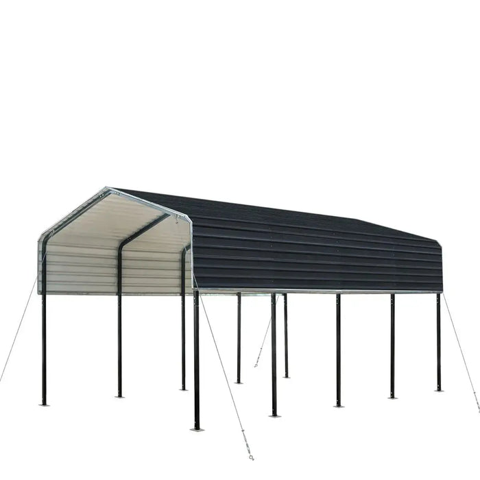 3.6 x 6 m Metal Shed Carport with 2.4 m Open Sidewalls, 2.9 m Peak Height, TMG-MSC1220 TMG Industrial