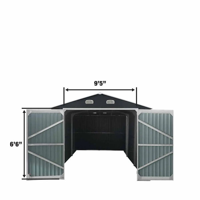 TMG Industrial 13’ x 20’ Metal Garage Shed with Double Front Doors, 7’9” Peak Height, Side Entry Door, 240 Sq-Ft Floor Space, TMG-MS1320A